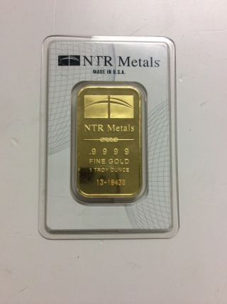 (1) 1 Oz Ntr Metals Gold Bar With Assay Card, .  9999 24k photo