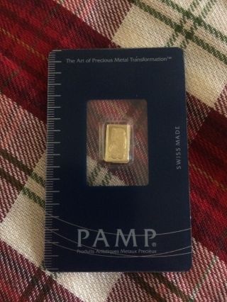 1 Gram Pamp Suisse Gold Bar.  9999 Fine (in Assay) photo