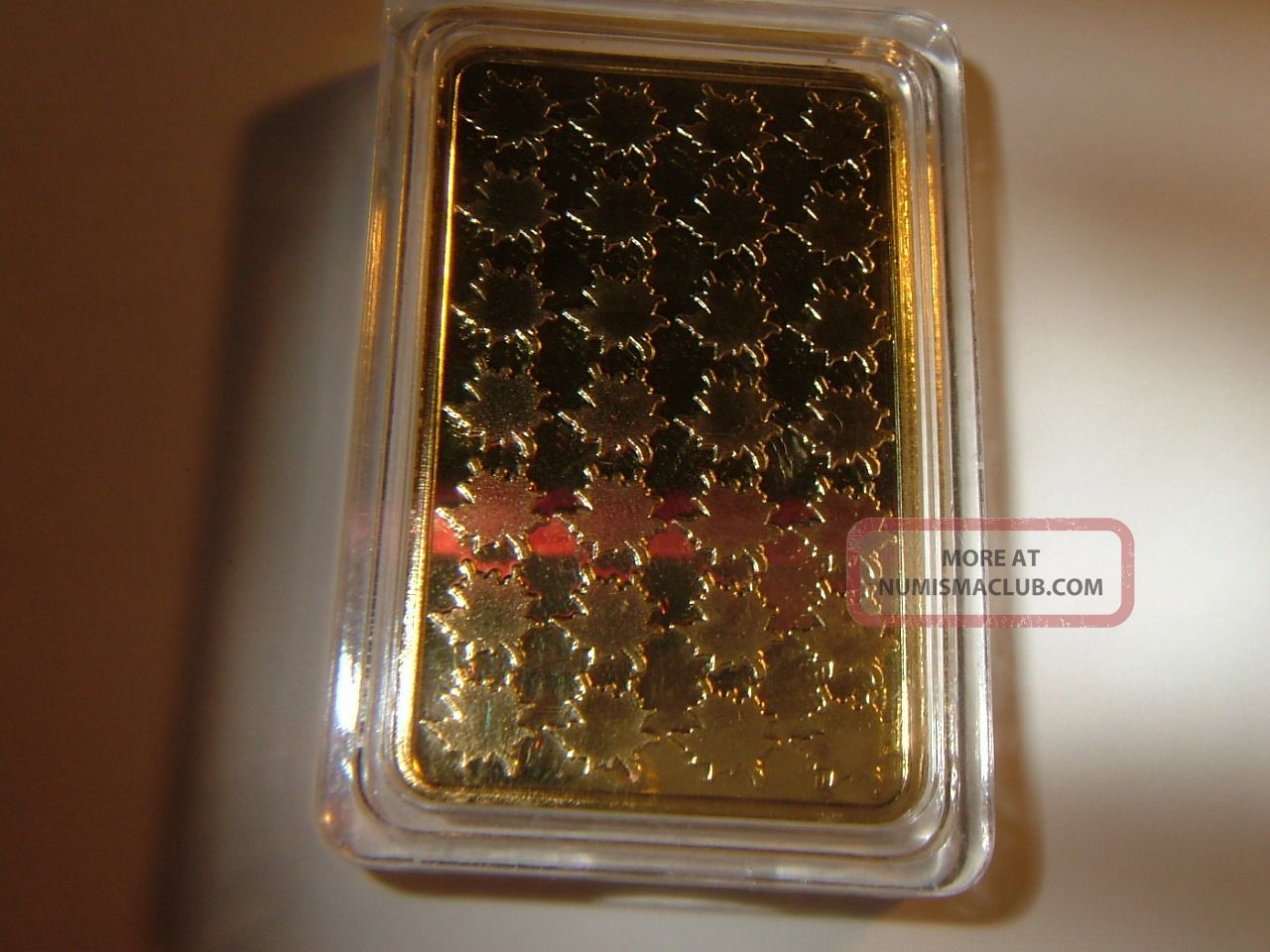 {1} Gold Maple Leaf Bar 100 Mills 24k 1 Oz Fine Gold 999 Plated In 24k