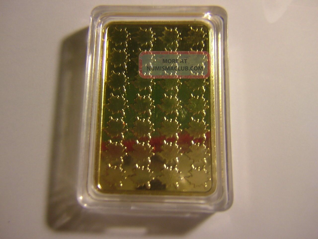 {1} Gold Maple Leaf Bar 100 Mills 24k 1 Oz Fine Gold 999 Plated In 24k