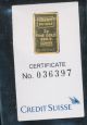 1985 2 Gram 999.  9 Fine Gold Credit Suisse Bar 9358 Gold photo 1