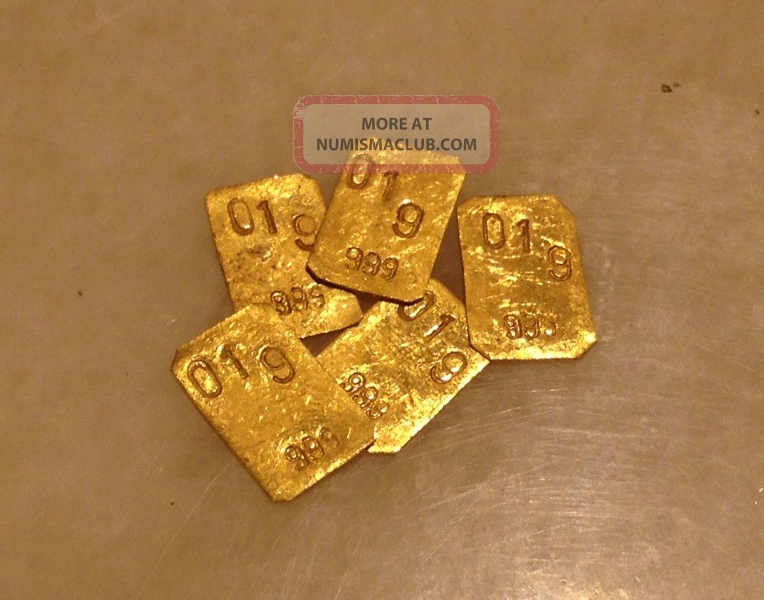 5 X 0. 10 Gram 24k 999 Pure Solid Gold Bullion Bar Ingot For Invest
