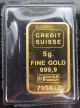 5 Gram 999.  9 Gold Bar - Credit Suisse Statue Of Liberty In Plastic Gold photo 1