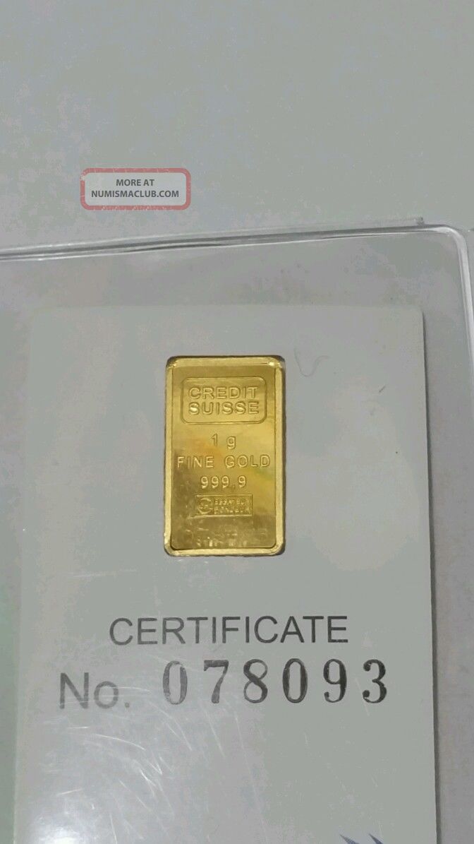 Pure 999 9 Fine Gold Bar Credit Suisse 1 Gram