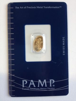 1 Gram Pamp Suisse Gold Rose Oval Bar.  9999 Fine In Assay Rare,  Limited Release photo