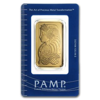 1 Oz Pamp Suisse Gold Bar - Lady Fortuna Design - In Assay - Sku 83542 photo