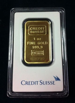 Credit Suisse 1 Oz.  Fine.  999 Gold Bar With Assay Certificate photo