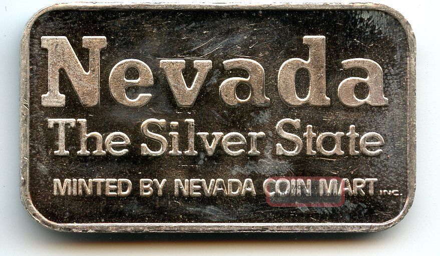 1 Oz. 999 Fine Silver Bar Nevada The Silver State Hucky