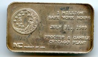 Procter & Gamble 1 Million Safe Work Hours 1 Oz.  999 Fine Silver Bar Hucky photo