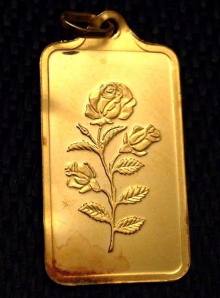 Vintage Pamp Suisse 2.  5 Gram 9999 Fine Gold Rose Pendant photo