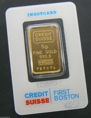 5 Gram Credit Suisse 24k Gold Bar.  9999 797076 photo