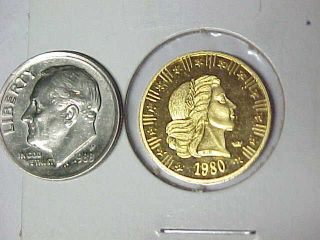 1/10 Troy Ounce Gold 1980 Miss Liberty And American Eagle.  999 Fine Gold photo