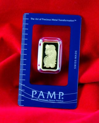 10 Gram Pamp Suisse Gold Bar.  9999 Fine 24k Bullion Ingot In Assay Fortuna photo