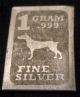 0.  1 Gram 1/10 G.  999 Fine 24k Solid Gold,  1 G Silver Dog Bonus Bullion Bar Gold photo 1