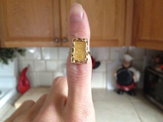 1 Gram 999.  9 Fine 14kt.  Solid Gold Bar Ring Weight 3.  7 Grams photo