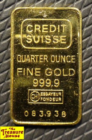Credit Suisse 1/4 Oz - T Quarter Ounce Troy.  9999 Fine Pure Gold Bullion Bar/ingot photo