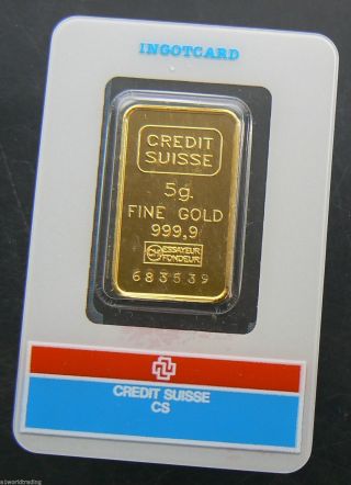 5 Gram Credit Suisse 24k Gold Bar.  9999 683539 photo