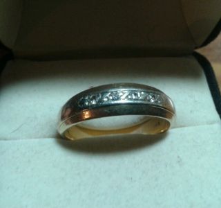 Scrap/wear 10k Yellow Gold Mens Ring With 4 Diamonds 4.  7grams 10k Solid Gold photo