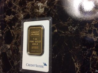 1 Oz Credit Suisse Gold Bar.  9999 Fine In Assay photo