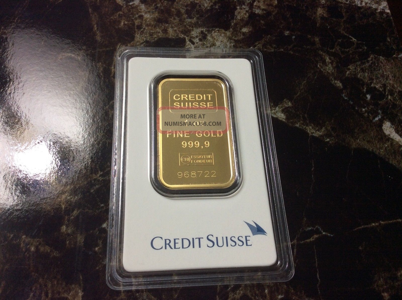 1 oz credit suisse gold bar .9999 fine with assay card