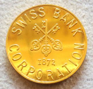 Swiss Bank Corporation 1 Oz 999.  9 Gold Round Ingot photo