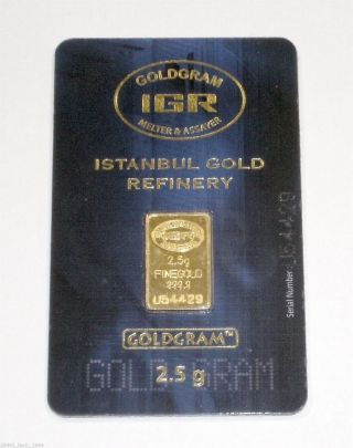 2.  5 Gram Istanbul Refinery Gold Bar.  9999 Fine With Halogram (2) photo