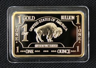 1 Oz Gold.  999 24k American Buffalo Coin Bullion Bar Er photo