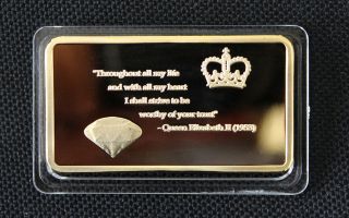 1 Oz Gold.  999 24k Queen Elizabeth Ii Diamond Jubilee Coin Bullion Bar photo