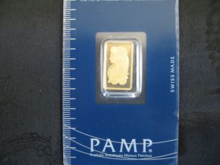 2.  5 Gram Pamp Suisse Gold Bar.  9999 In Assay photo