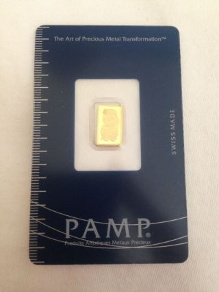 Pamp Suisse 1g Gold Bar In Assay photo