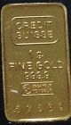 One Gram Gold Ingot Credit Suisse Zurich Gold photo 1