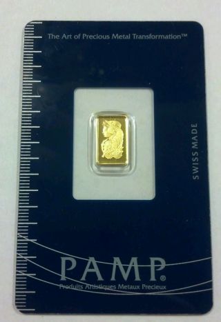 1 Gram Gold Bar Pamp Suisse.  9999 Pure photo