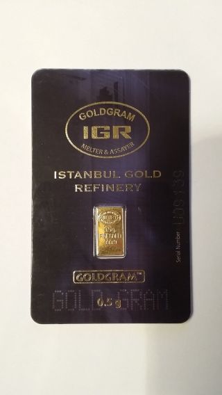 . 5 Gram 999.  9 Fine Gold Bar Bullion Ingot Igr Certificate Goldgram photo
