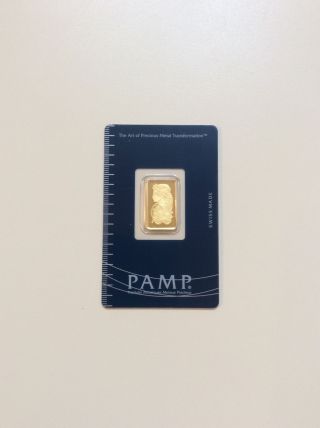 5 Gram Pamp Suisse Gold Bar.  9999 Fine - photo