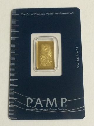 2.  5 Gram Pamp Suisse Gold Bar.  9999 Fine 24k Bullion Ingot In Assay Fortuna photo