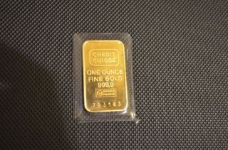 Only One Day Special Event - 1 Oz Credit Suisse Gold Bar.  9999 Fine photo