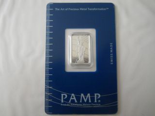 Pamp Suisse 5 Gram.  9995 Platinum Bar Statue Of Liberty - W/ Certificate photo