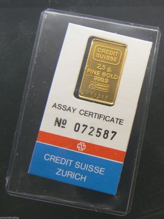 2.  5 Gram Credit Suisse 24k Gold Bar.  9999 072587 photo