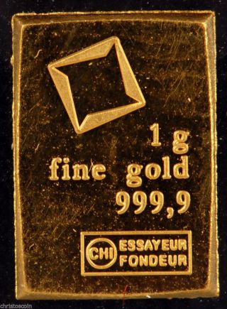 Chi Essayeur Fondeur 1 Gram.  9999 Fine Gold Bar photo