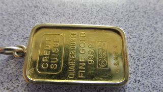 24k Gold Bar Credit Suisse 9999 Fine Gold Bar Pendant Quarter Ounce photo