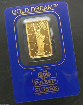 5 Gram Liberty Pamp Suisse 24k Gold Bar.  9999 315192 photo