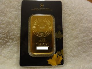 1 Oz Royal Canadian Rcm Gold Bar.  9999 Fine photo