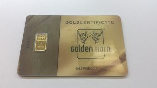Golden Horn One (1) Gram 999.  9 Fine Gold 1g Nmr Certified Ingot Bar Bullion photo