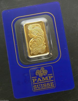 5 Gram Fortuna Pamp Suisse 24k Gold Bar.  9999 375677 photo