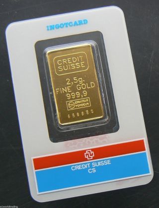 2.  5 Gram Credit Suisse 24k Gold Bar.  9999 658854 photo