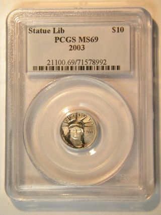 2003 $10 Platinum Eagle Pcgs Ms69 photo
