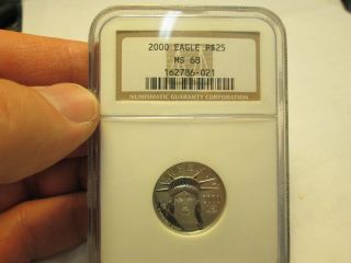 2000 American Platinum Eagle 25 Dollar 1/4 Ounce Uncirculated Ngc Ms68 photo