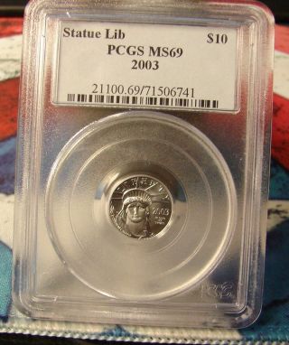 2003 Platinum 1/10th Oz Coin - - Pcgs Ms 69 - - - - - Devils 1 Day photo