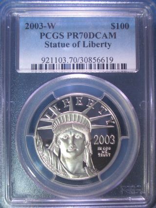 2003 - W $100 Platinum Pcgs Pr70 Dcam Proof Eagle Dollar $3,  500,  Pop Only 136 photo