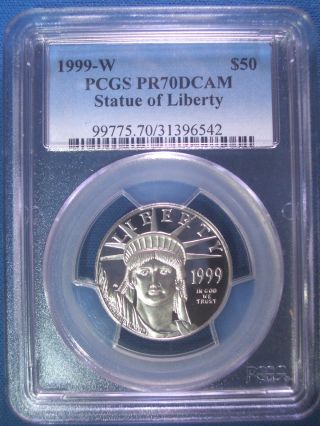 1999 - W $50 Platinum Pcgs Pr70 Dcam Proof Eagle Dollar $1,  600,  Pop Only 248 photo